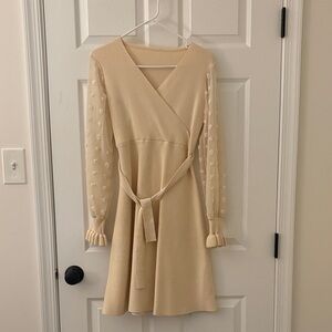 Chicwish Cream Long Sleeve Dress